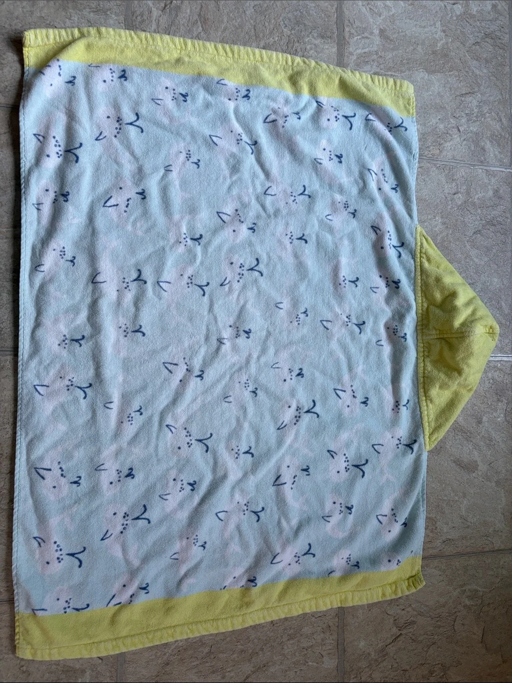 Pottery Barn Kids Yellow Hooded Baby Towel with Bunny Face Print